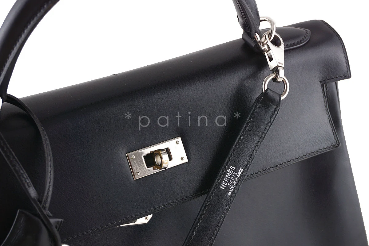 Hermes Black 32cm Box calf Kelly Retourne Bag - Image 14
