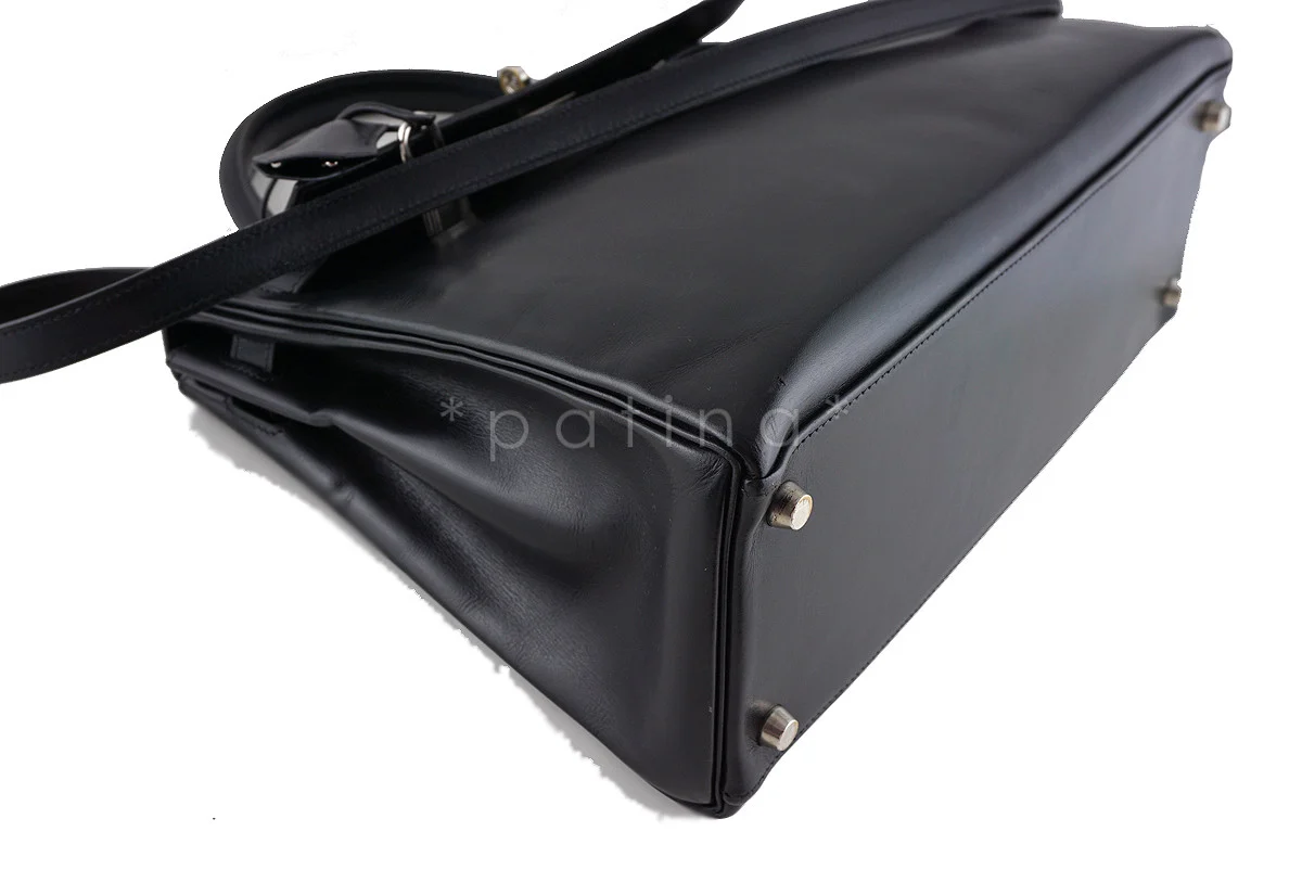 Hermes Black 32cm Box calf Kelly Retourne Bag - Image 5