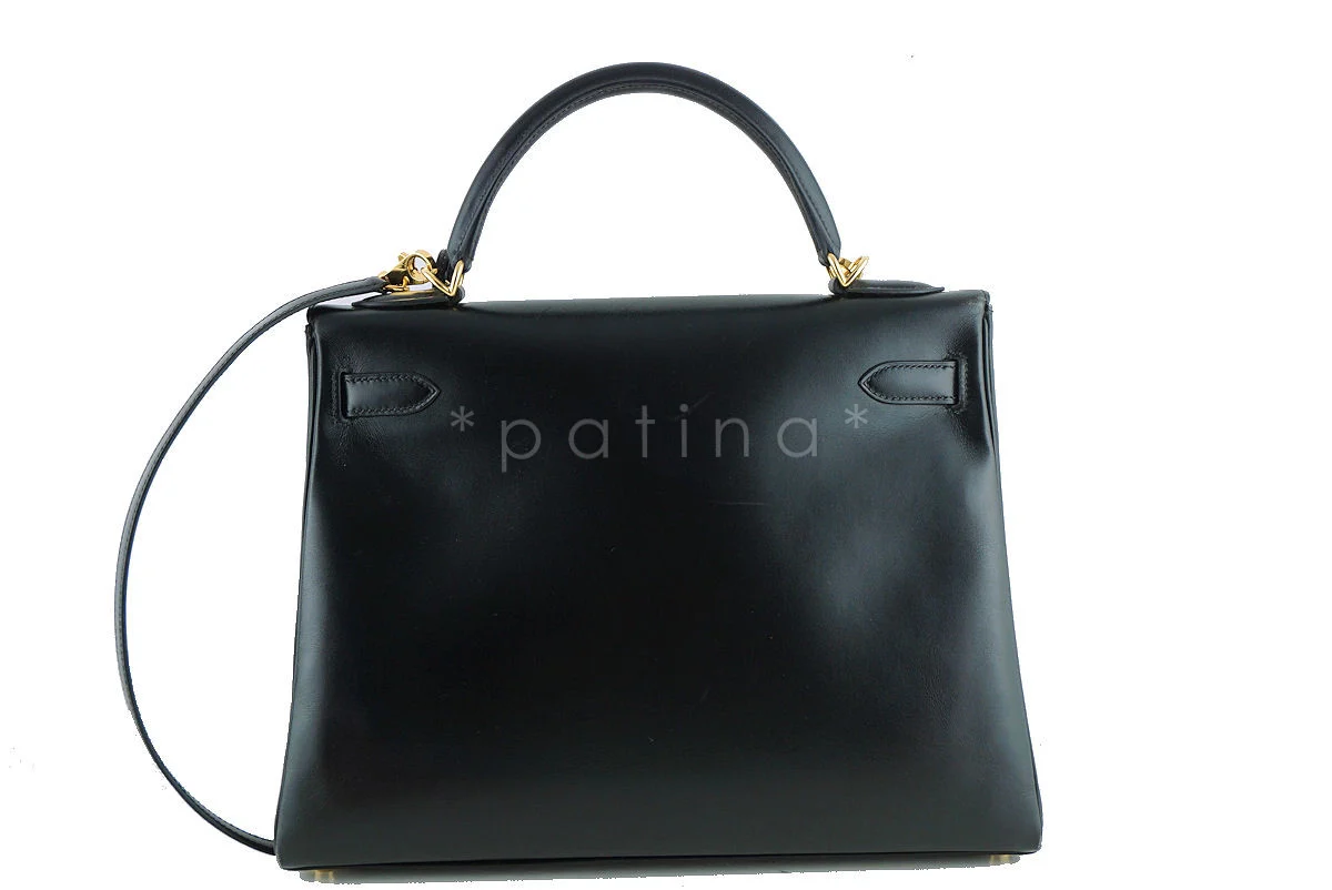 Hermes Kelly Bag, Black 32cm Box calf Retourne GHW - Image 4