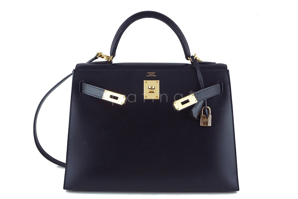 Hermes Black 32cm Box calf Kelly Sellier Bag, GHW - Image 11