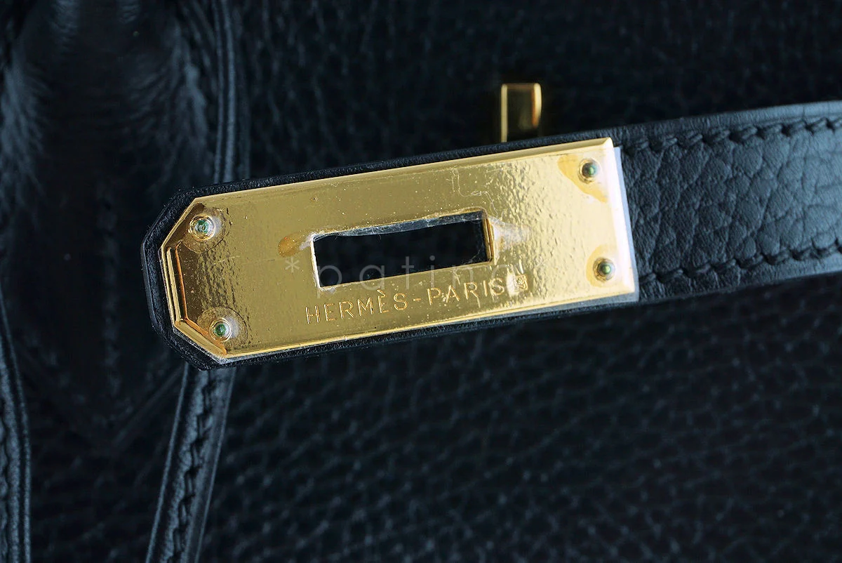 Hermes Black 35cm Birkin Bag, Vache Ardennes GHW - Image 12