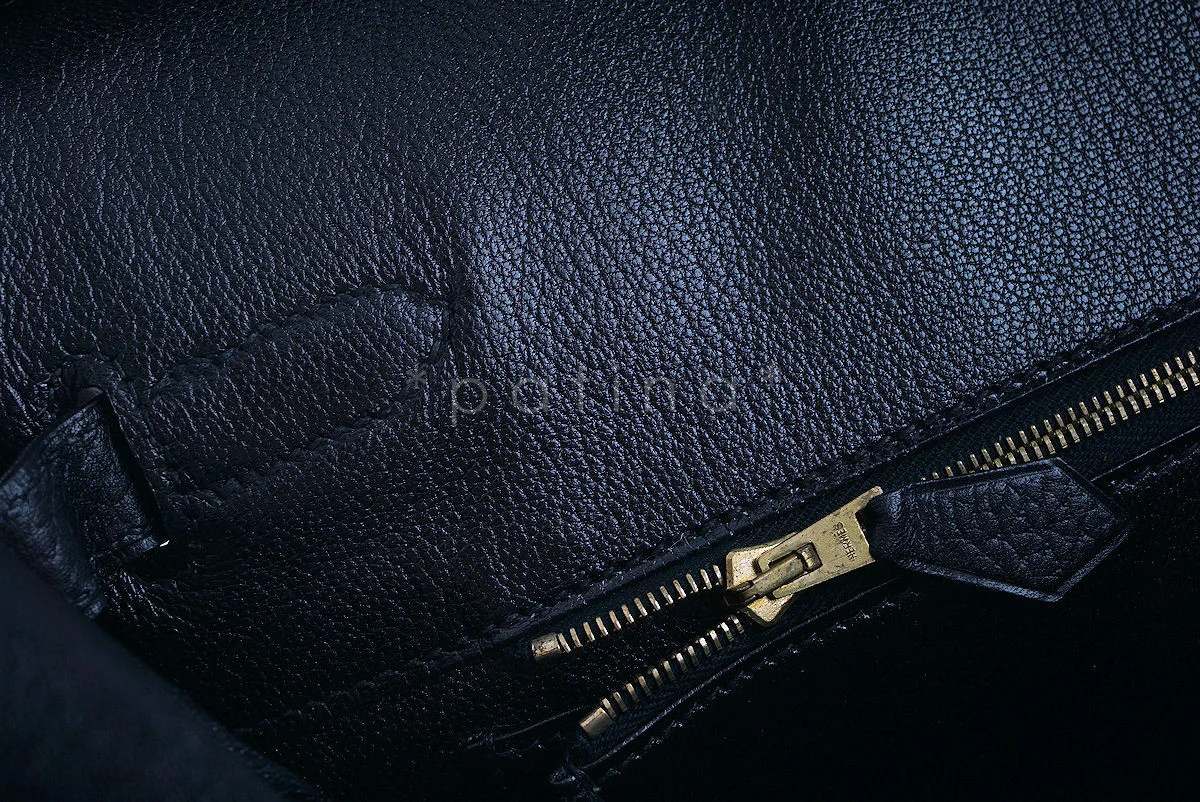 Hermes Black 35cm Birkin Bag, Vache Ardennes GHW - Image 15
