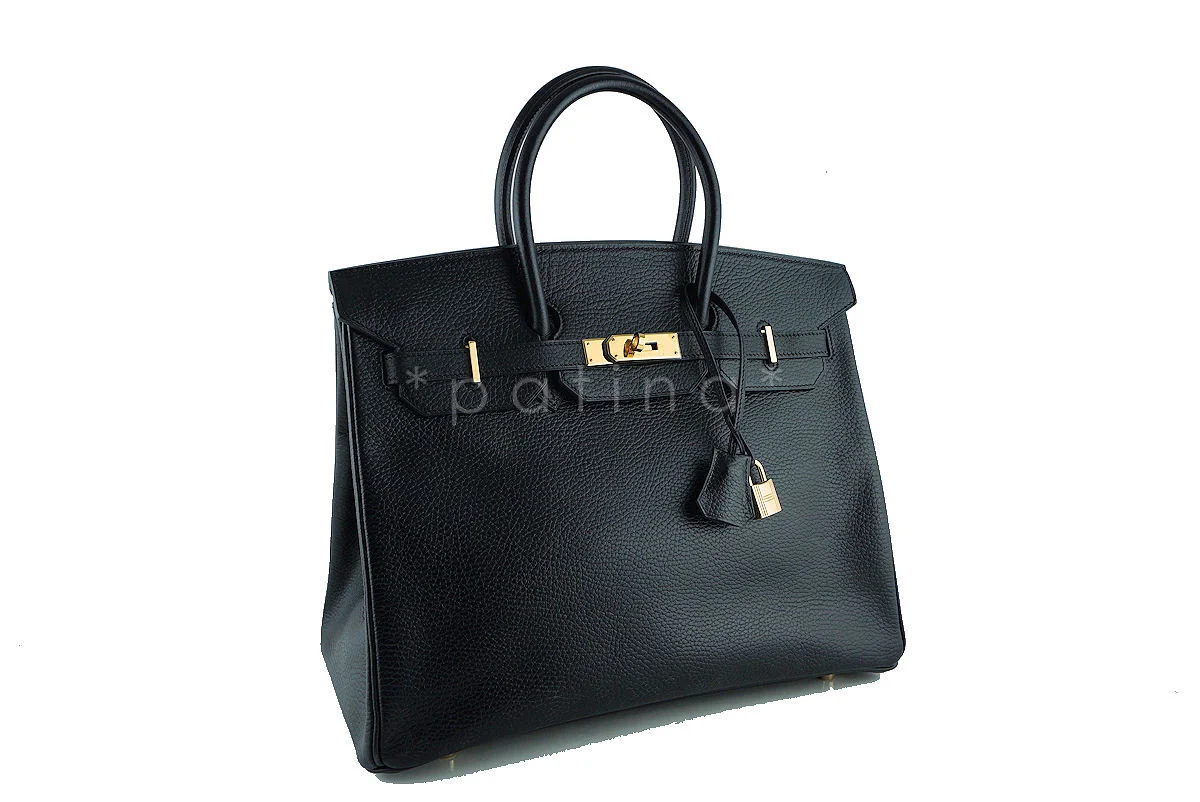 Hermes Black 35cm Birkin Bag, Vache Ardennes GHW - Image 2