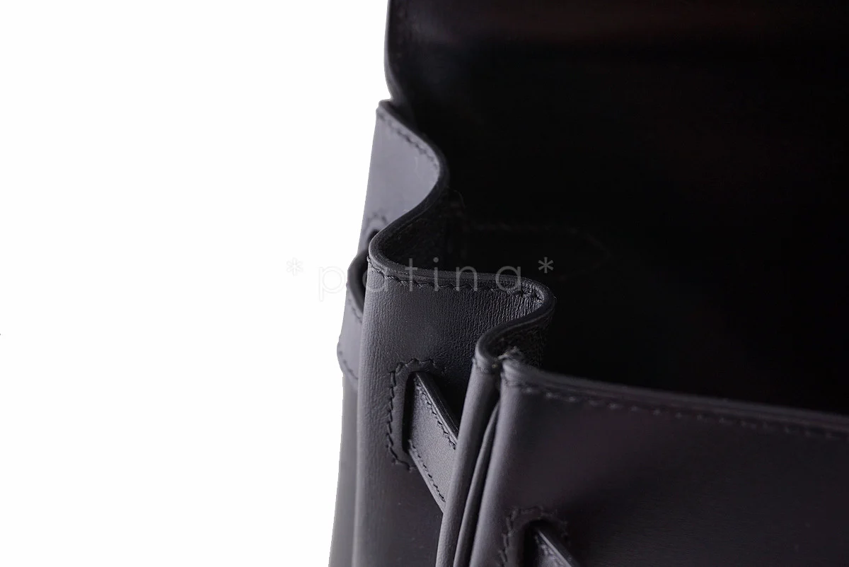Hermes Black 35cm Box calf Kelly Retourne Bag - Image 17