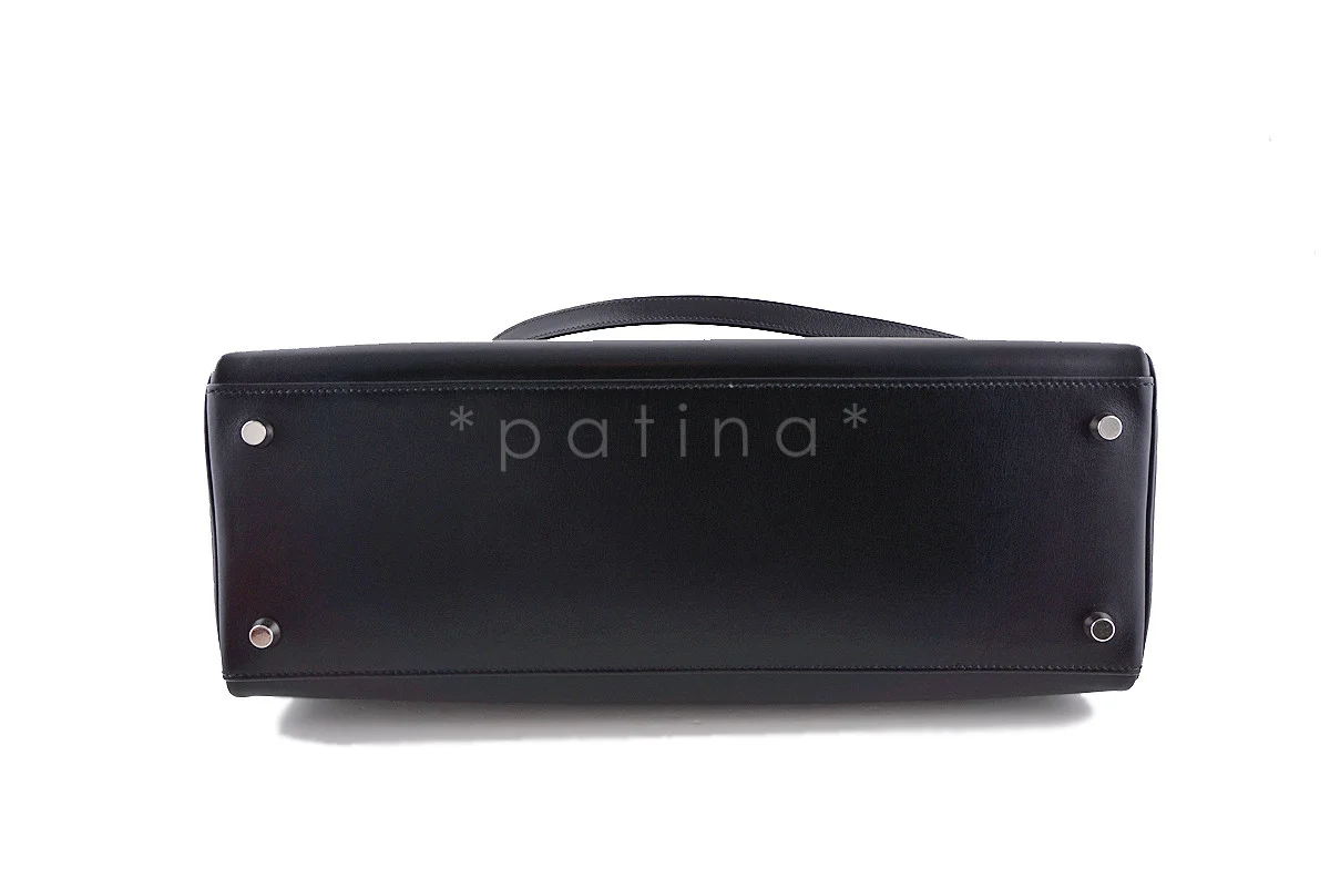 Hermes Black 35cm Box calf Kelly Retourne Bag - Image 5