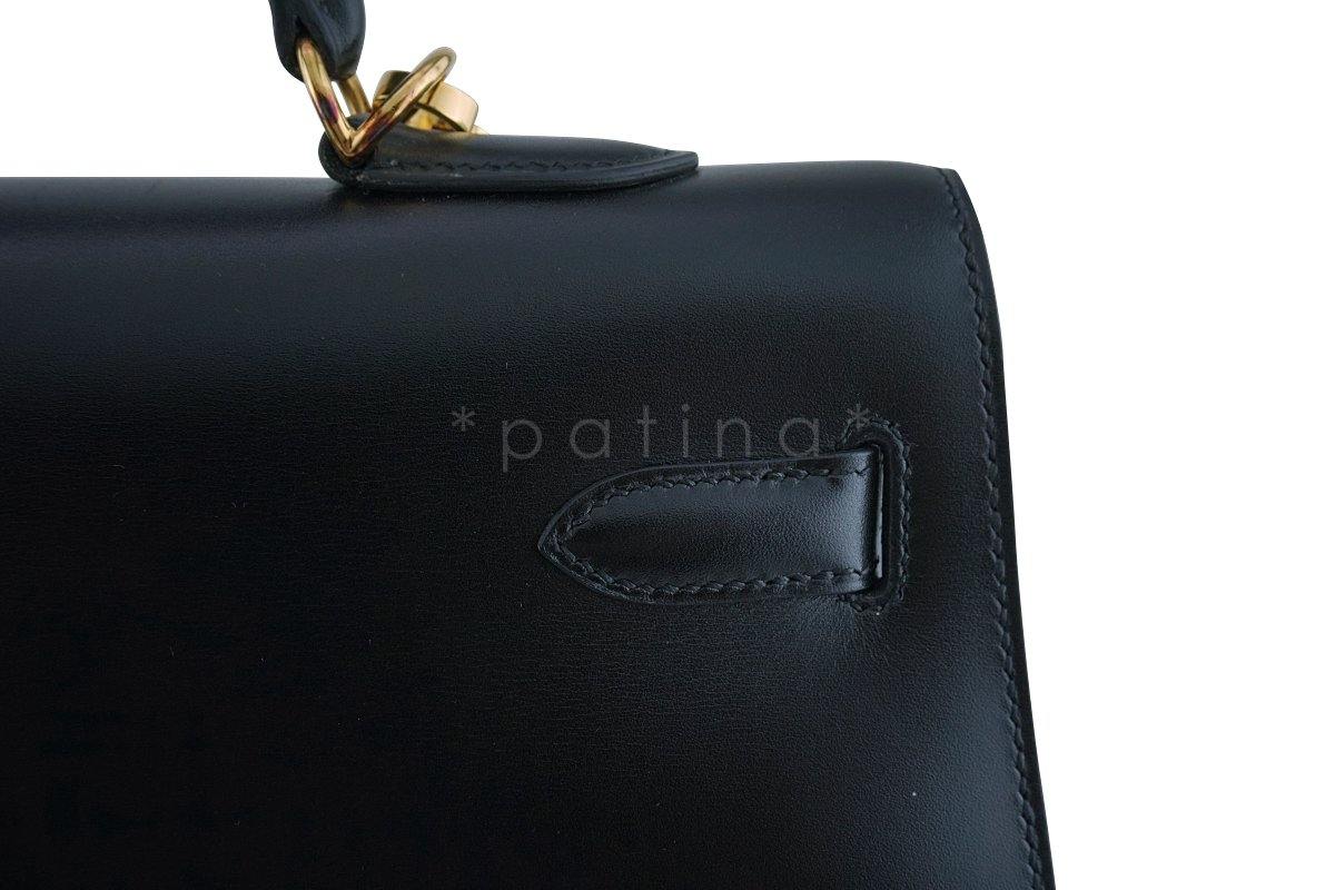 Hermes Black 35cm Box calf Kelly Sellier Bag - Image 11