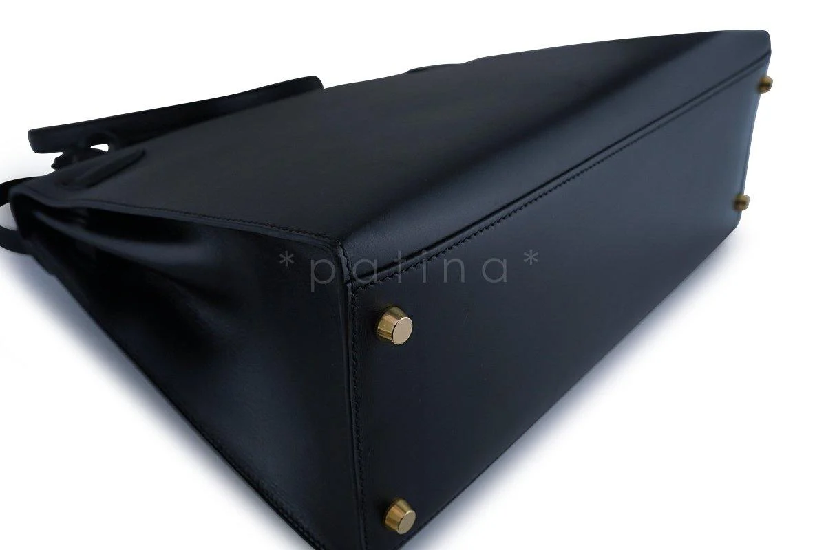 Hermes Black 35cm Box calf Kelly Sellier Bag - Image 8