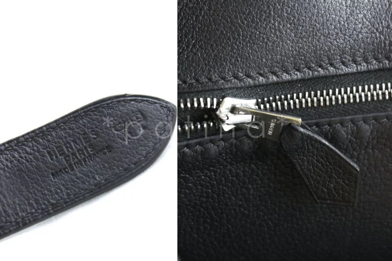 Hermes Black 35cm Evergrain Trim I Hobo Bag Palladium - Image 8