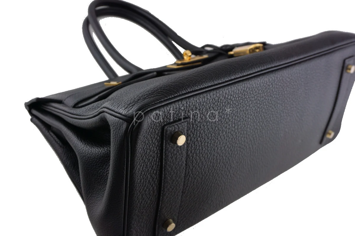 Hermes Black 42cm Clemence Shoulder Birkin II JPG Bag, Pristine - Image 6