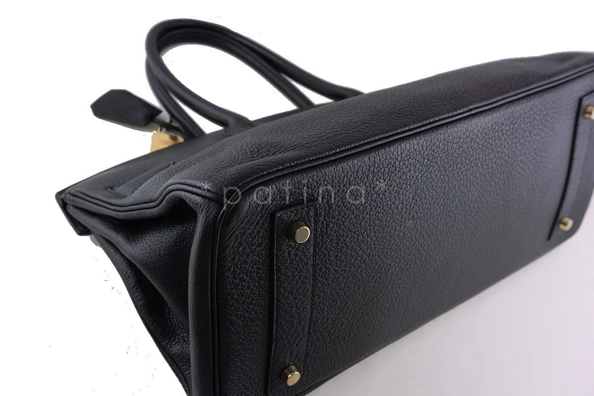 Hermes Black 42cm Clemence Shoulder Birkin II JPG Bag, Pristine - Image 8