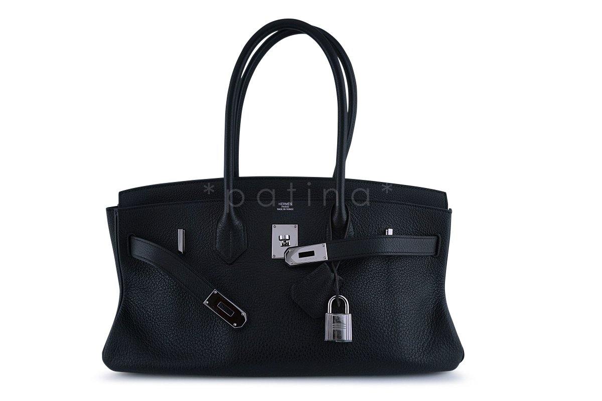 Hermes Black 42cm Clemence Shoulder Birkin JPG 2 Bag PHW - Image 15