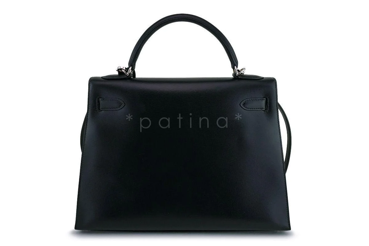 Hermes Black Box calf 32cm Sellier Kelly Shoulder Bag 32 PHW - Image 4