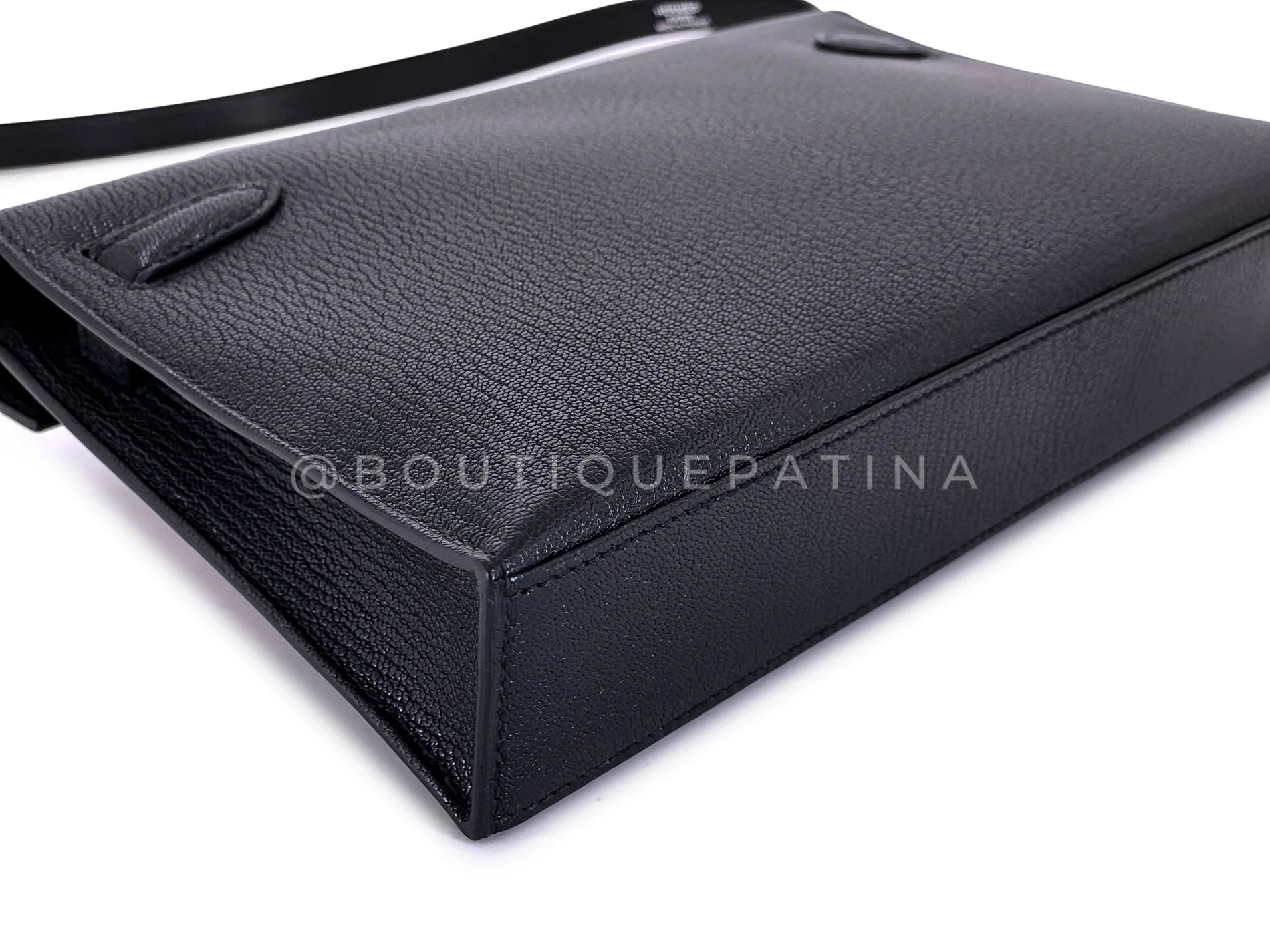 Hermès Black Chèvre Chamkila Kelly Elan Palladium PHW Bag KOS - Image 11