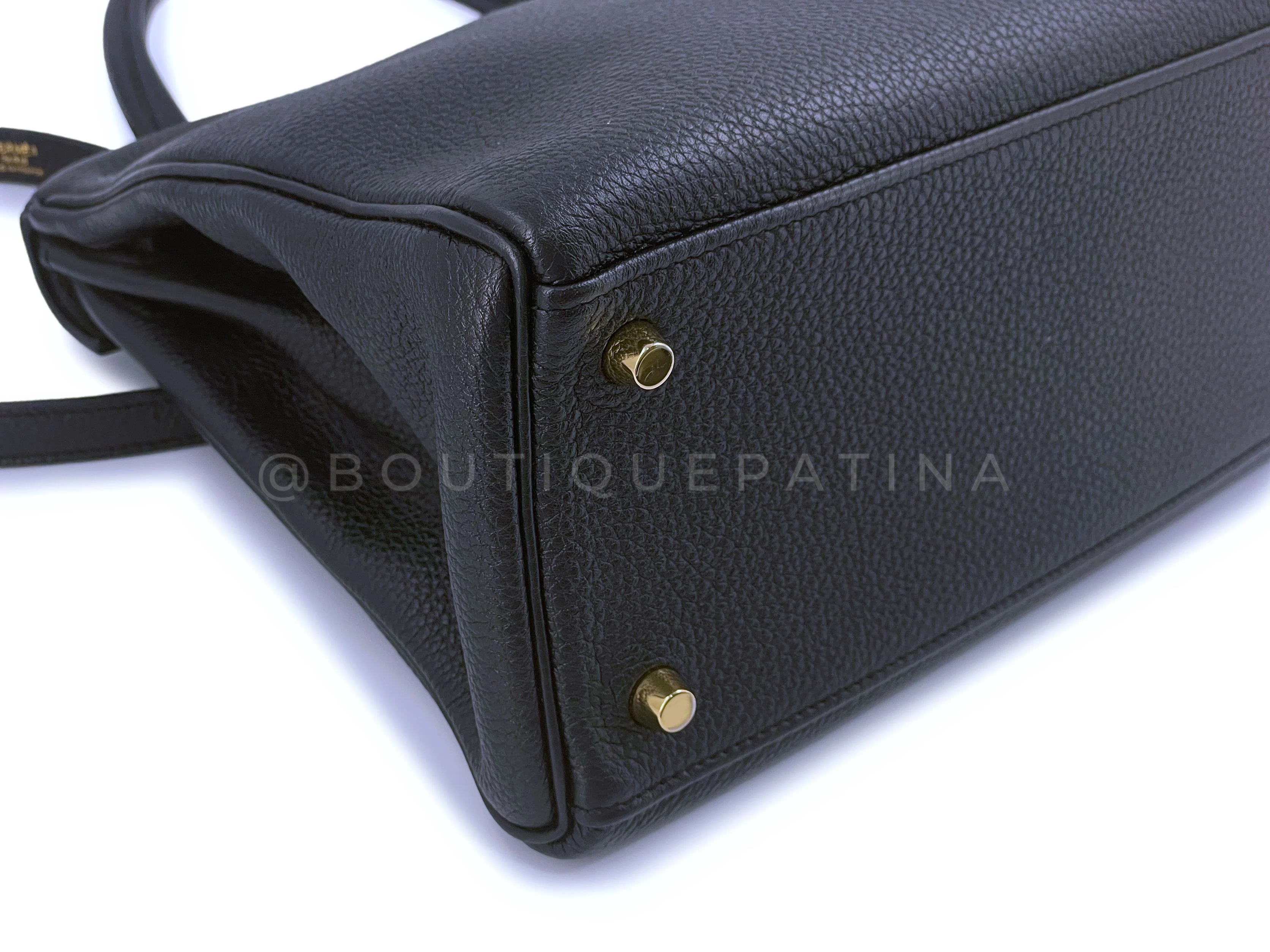 Hermes Black Kelly 28 Retourne Togo Shoulder Tote Bag 24k GHW - Image 7
