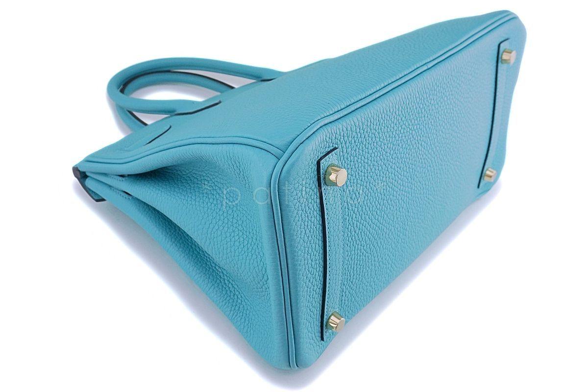Hermes Bleu Atoll Blue Togo 30cm Birkin 30 Tote Bag GHW - Image 10