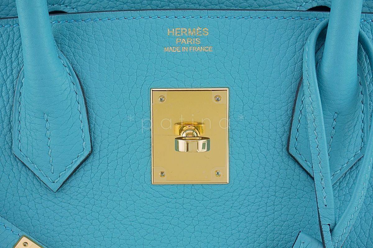 Hermes Bleu Atoll Blue Togo 30cm Birkin 30 Tote Bag GHW - Image 15