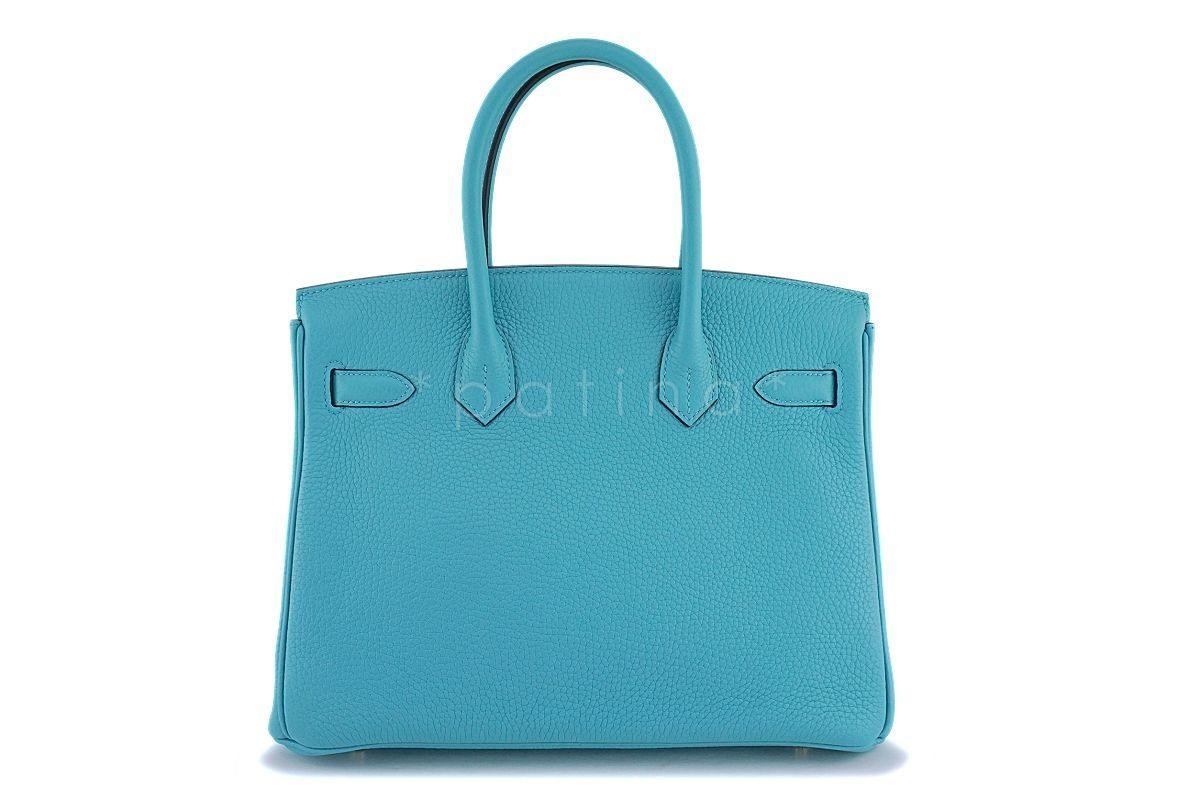 Hermes Bleu Atoll Blue Togo 30cm Birkin 30 Tote Bag GHW - Image 6