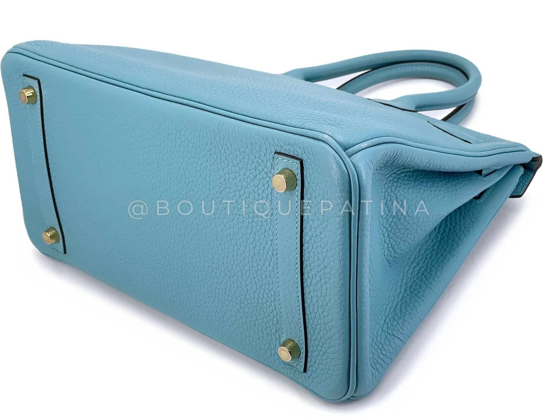 Hermès Blue Cyr Clemence Birkin 30 Tote Bag 24k GHW K16 - Image 11