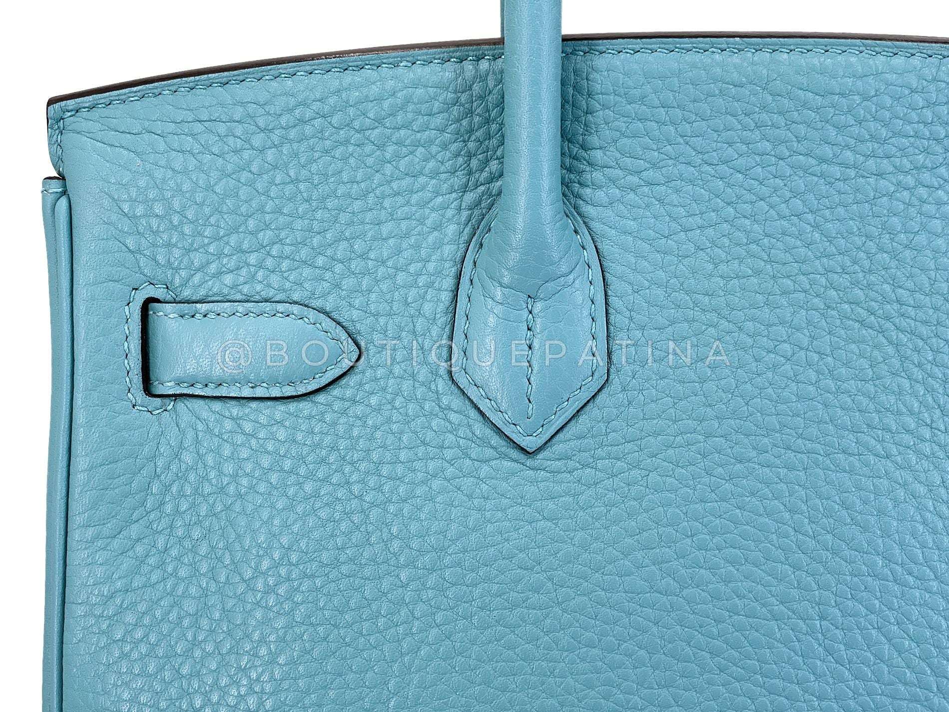 Hermès Blue Cyr Clemence Birkin 30 Tote Bag 24k GHW K16 - Image 14