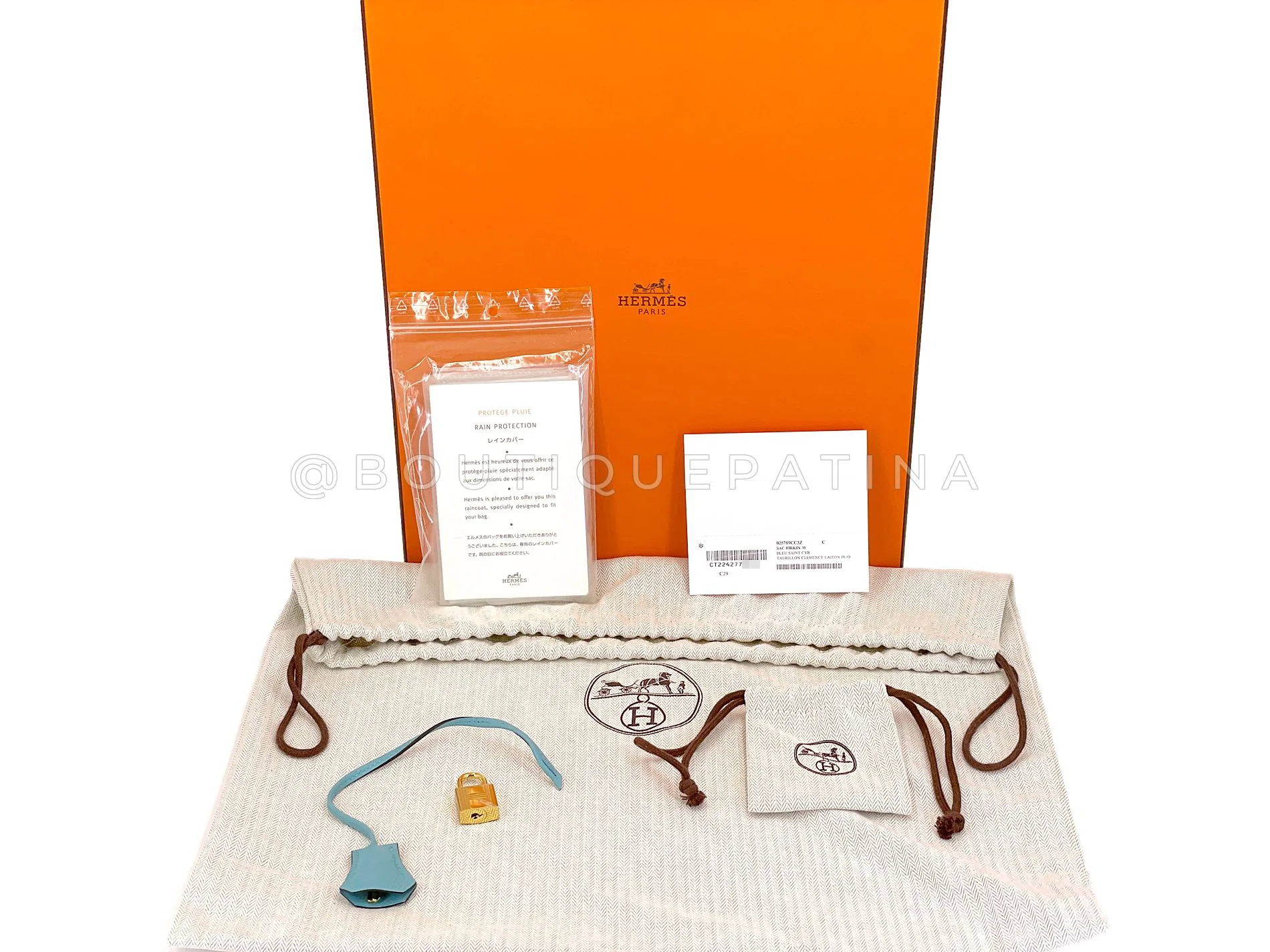 Hermès Blue Cyr Clemence Birkin 30 Tote Bag 24k GHW K16 - Image 23