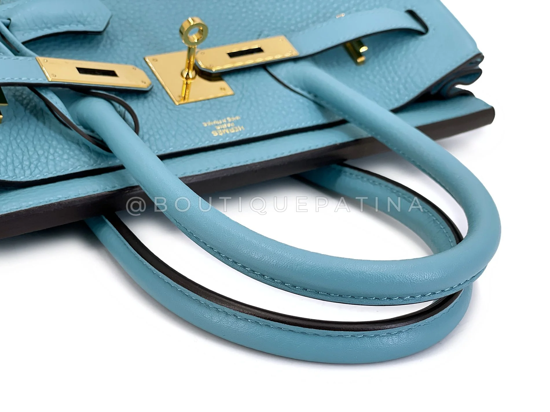Hermès Blue Cyr Clemence Birkin 30 Tote Bag 24k GHW K16 - Image 7