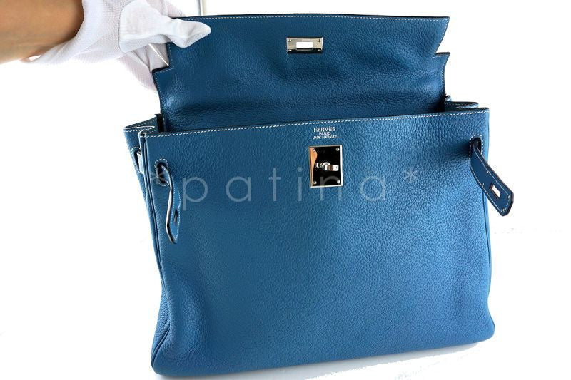 Hermes Blue Jean 35cm Kelly Togo Retourne Bag - Image 8