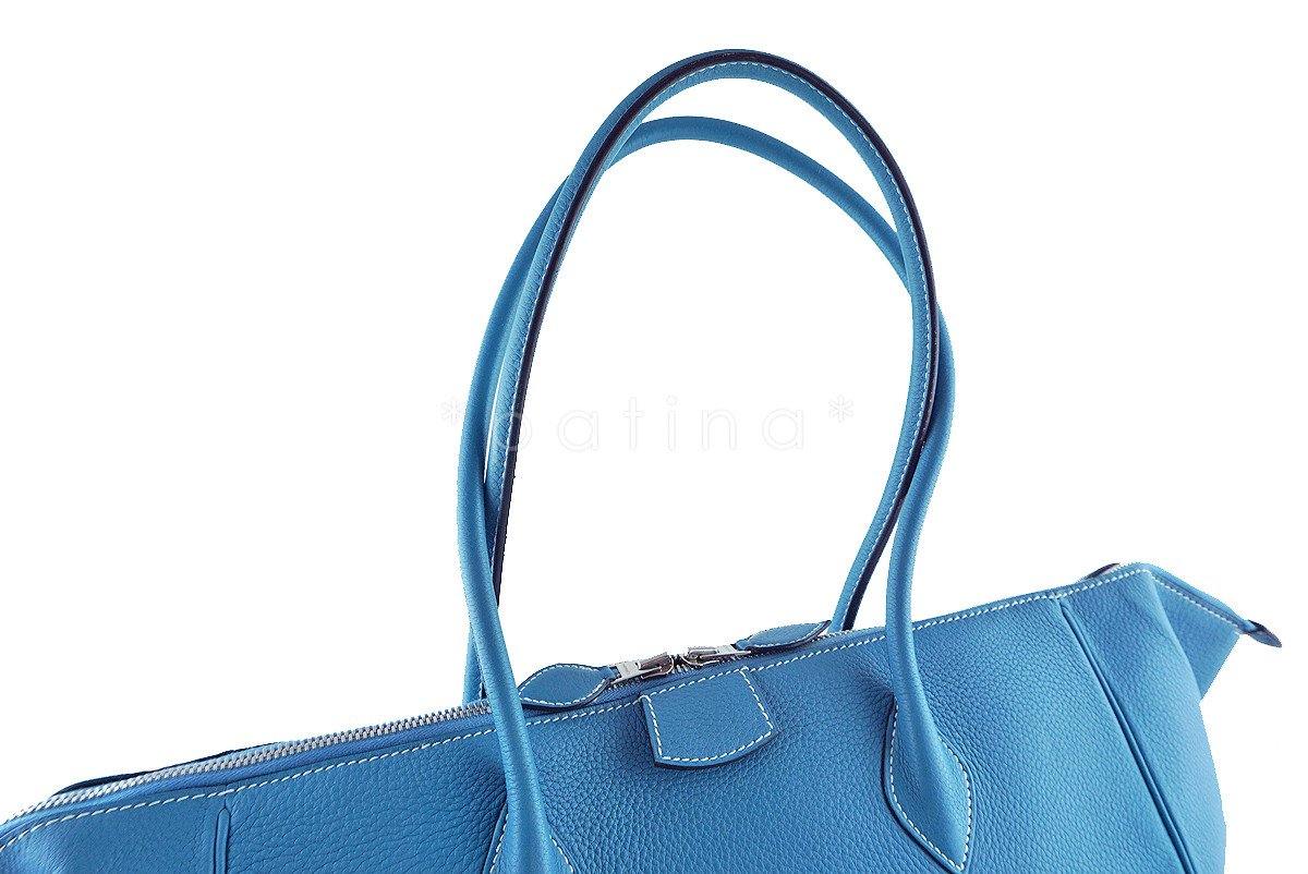 Hermes Blue Jean Clemence 37/40cm Paris Bombay Shoulder Tote Bag - Image 11
