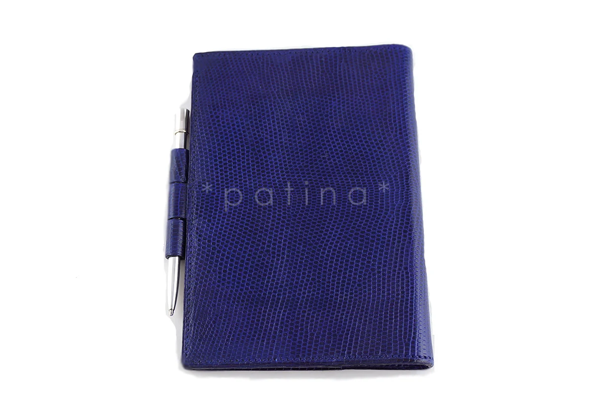 Hermes Blue Sapphir Lizard Mini Agenda PM, Sterling Silver Mechanical Pencil - Image 2