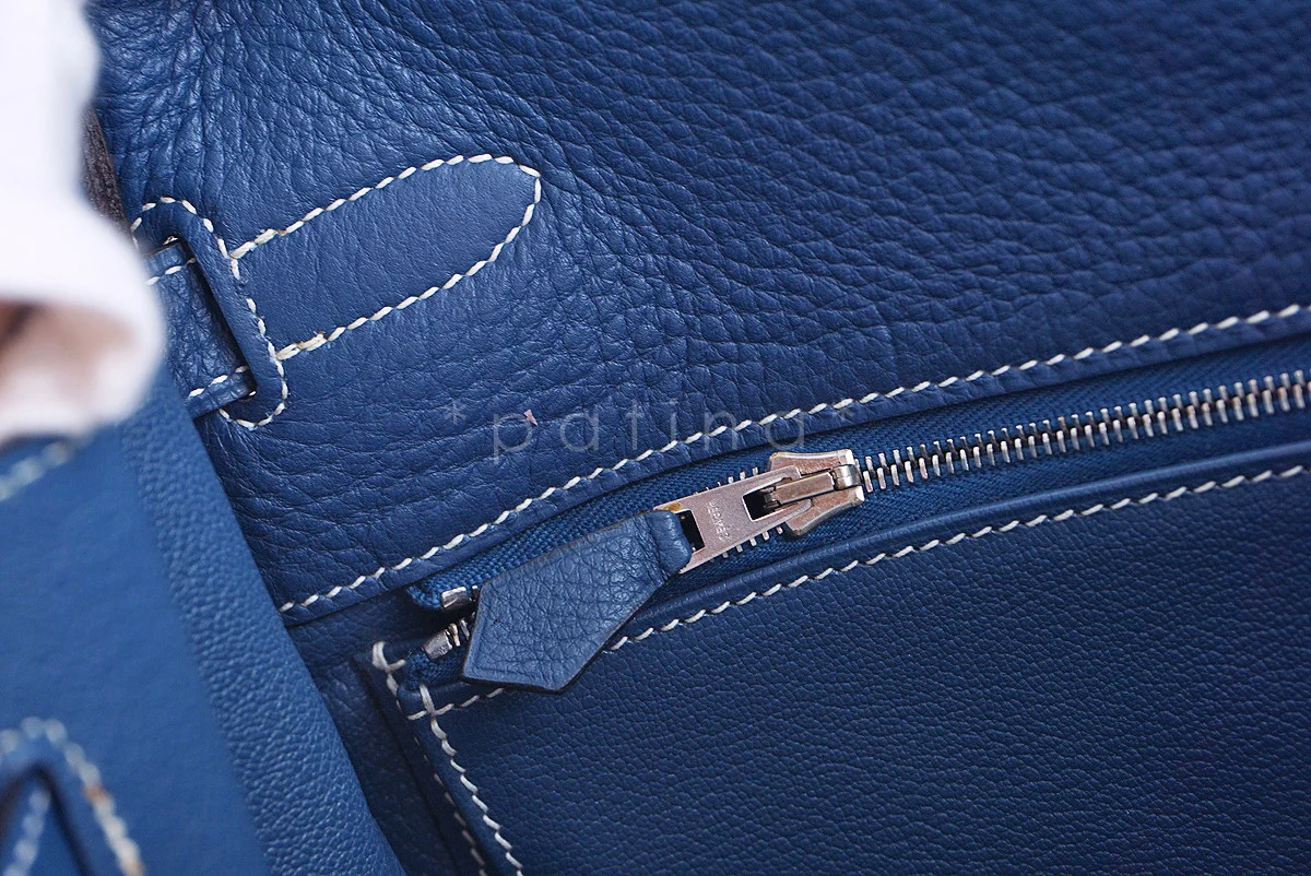 Hermes Blue Thalassa 35cm Kelly Clemence Retourne Bag, PHW - Image 17