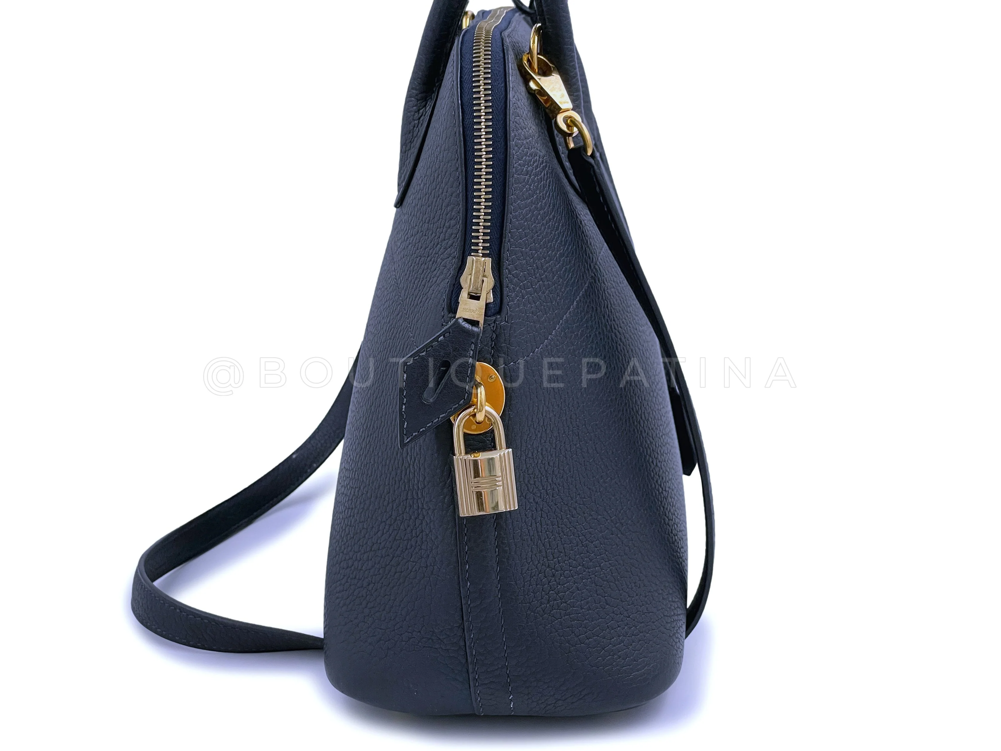Hermes Bolide 31 Bag Shoulder Tote Indigo Blue Fjord GHW - Image 3