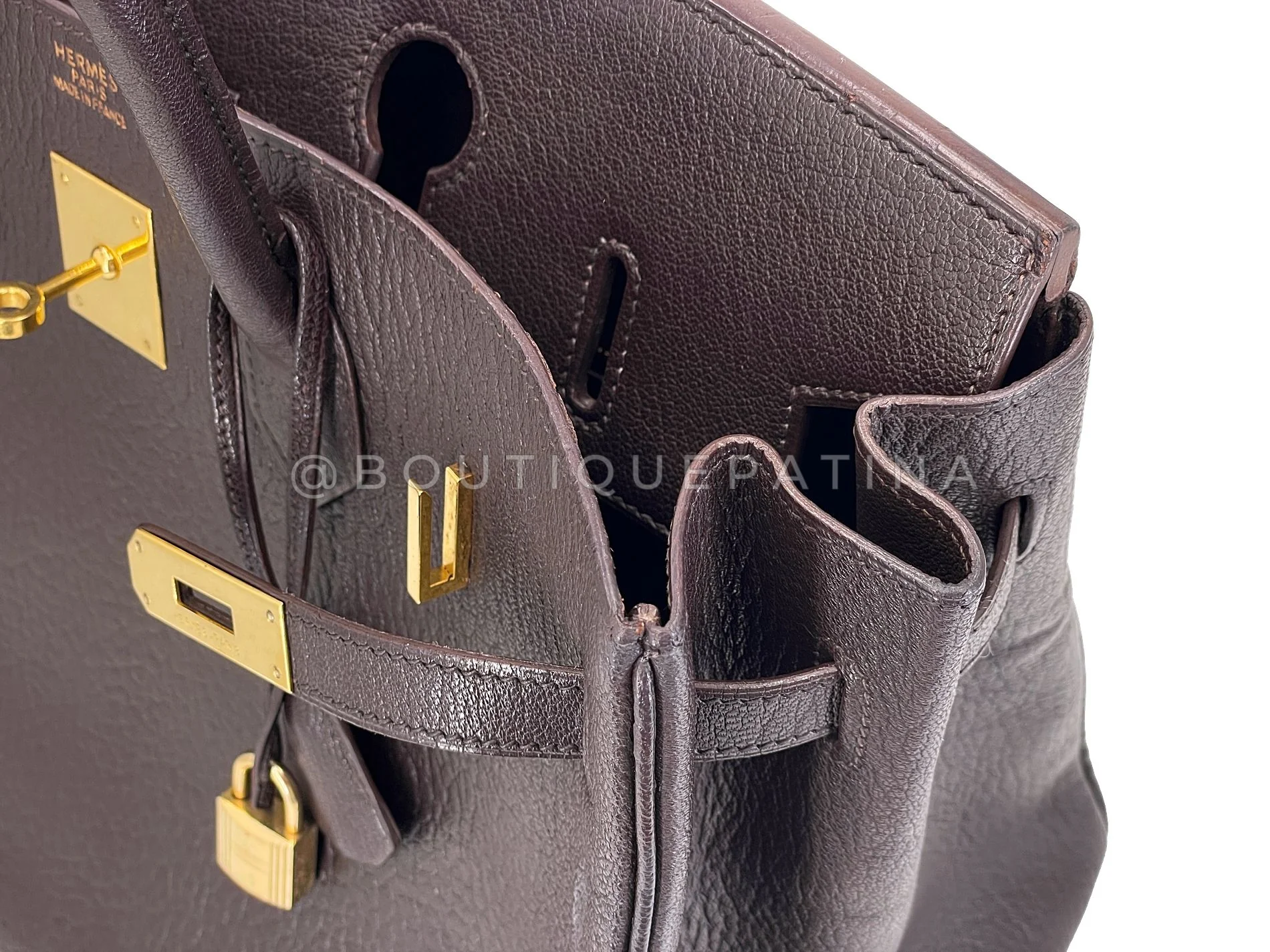 Hermès Brown Chevre Goatskin Birkin 35 Tote Bag 24k GHW - Image 15