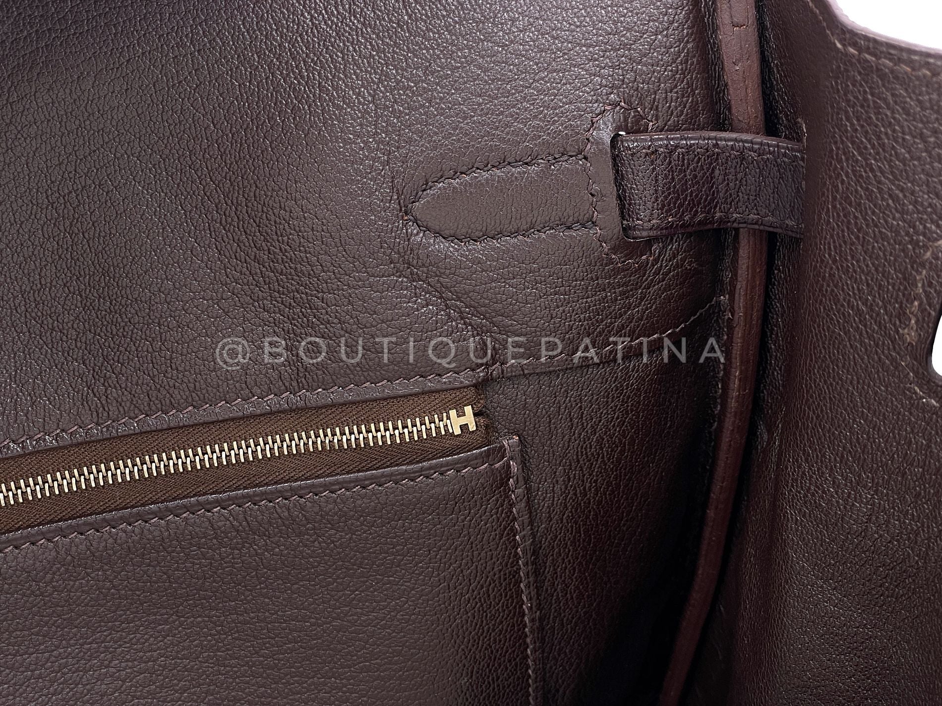 Hermès Brown Chevre Goatskin Birkin 35 Tote Bag 24k GHW - Image 19