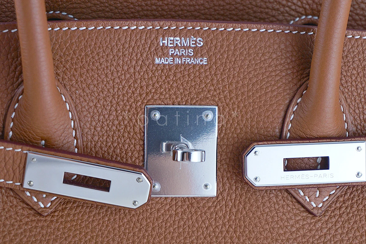 Hermes Camel Gold 35cm Birkin, Pristine "P" Stamp Togo Tote Bag - Image 13