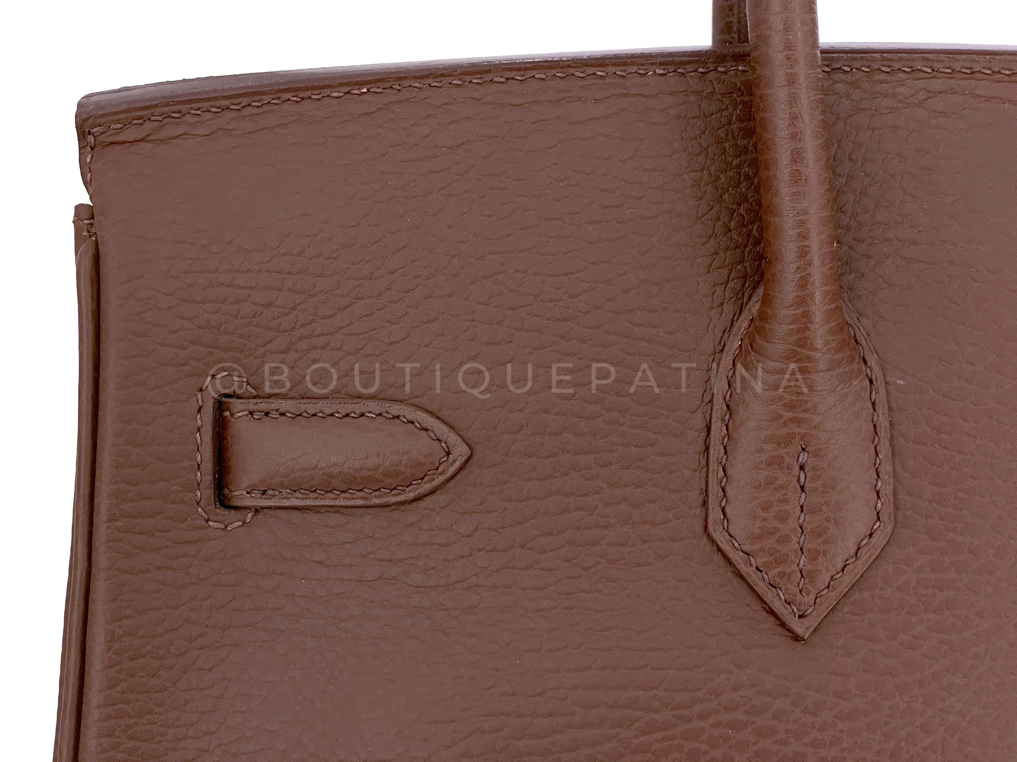 Hermes Chocolate Brown Ardennes 35cm Birkin Bag GHW - Image 10