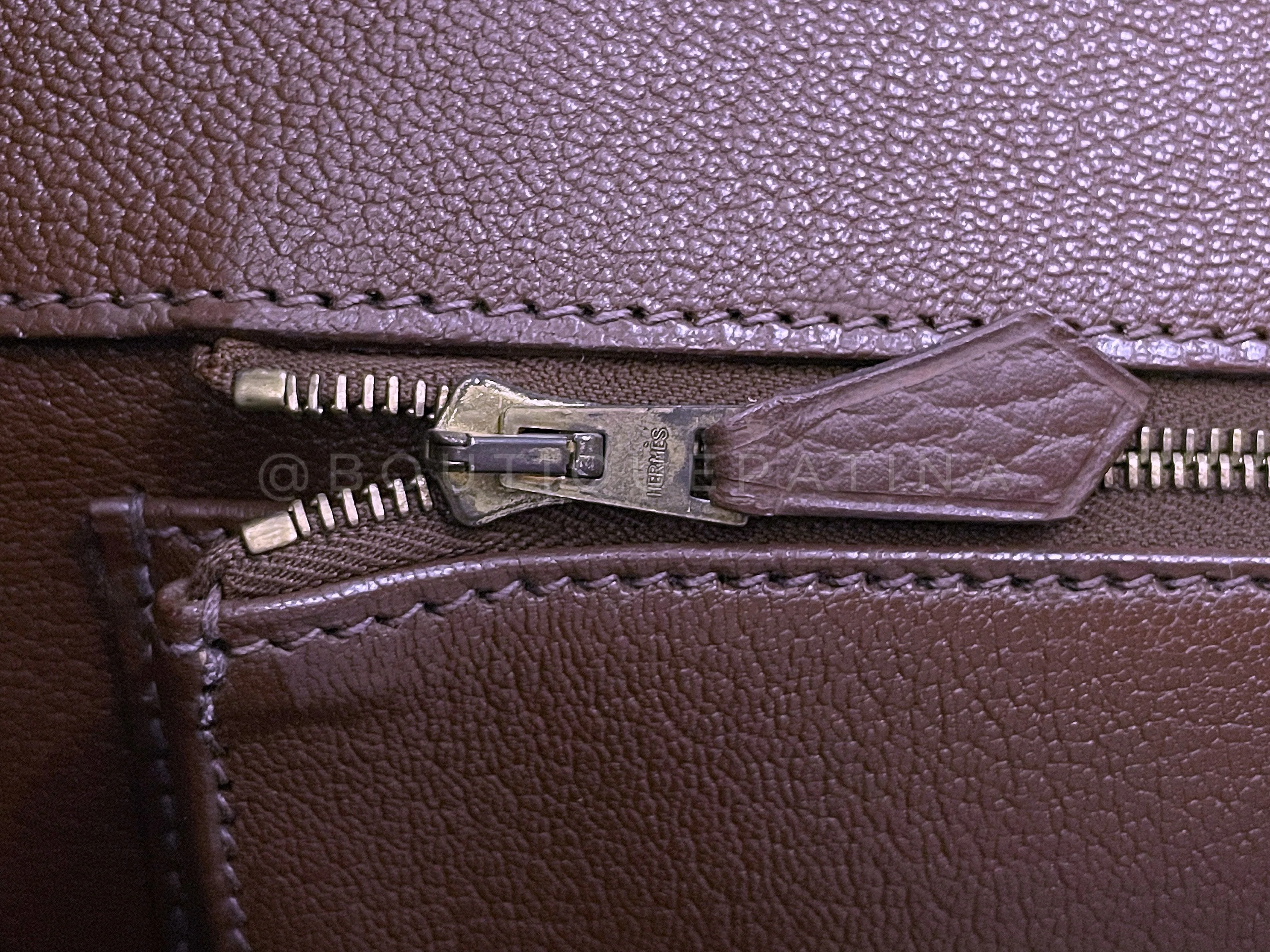 Hermes Chocolate Brown Ardennes 35cm Birkin Bag GHW - Image 17