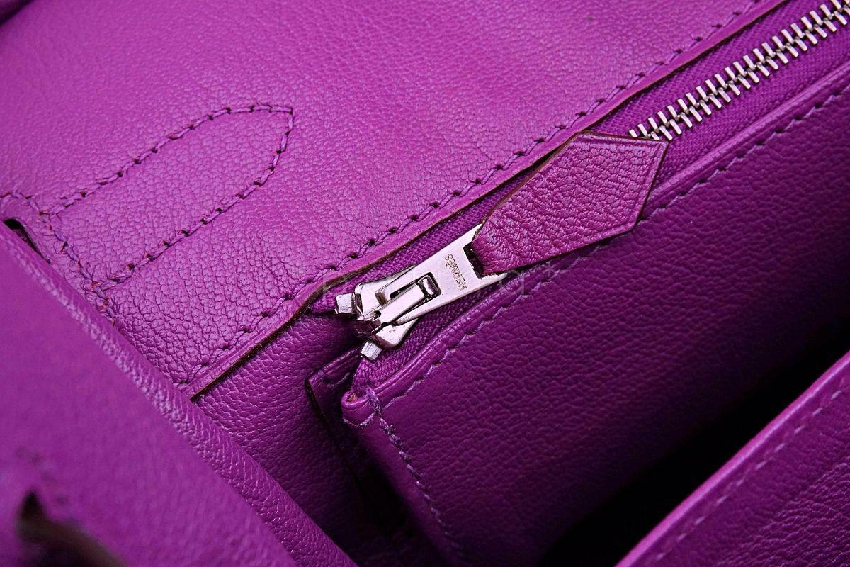 Hermes Cyclamen Pink-Purple Chevre Goatskin 30cm 30 Birkin Tote Bag PHW - Image 19