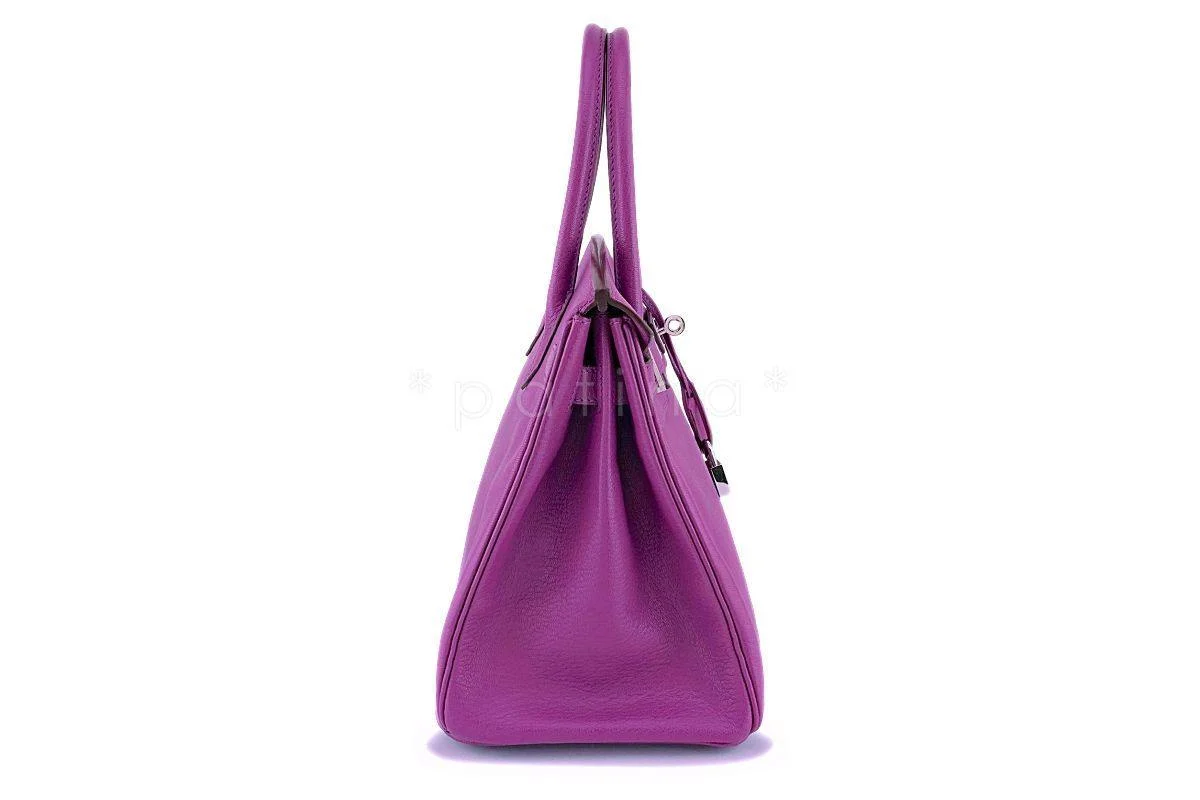 Hermes Cyclamen Pink-Purple Chevre Goatskin 30cm 30 Birkin Tote Bag PHW - Image 3