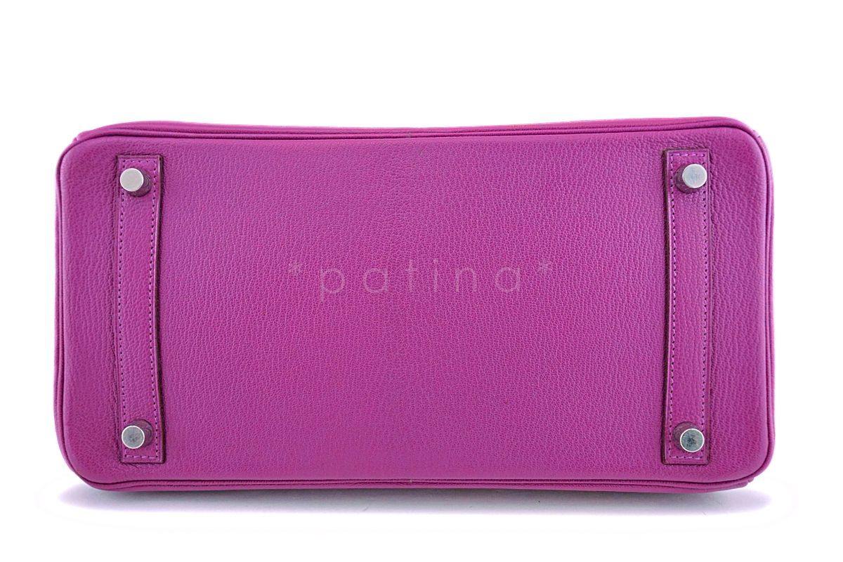 Hermes Cyclamen Pink-Purple Chevre Goatskin 30cm 30 Birkin Tote Bag PHW - Image 5