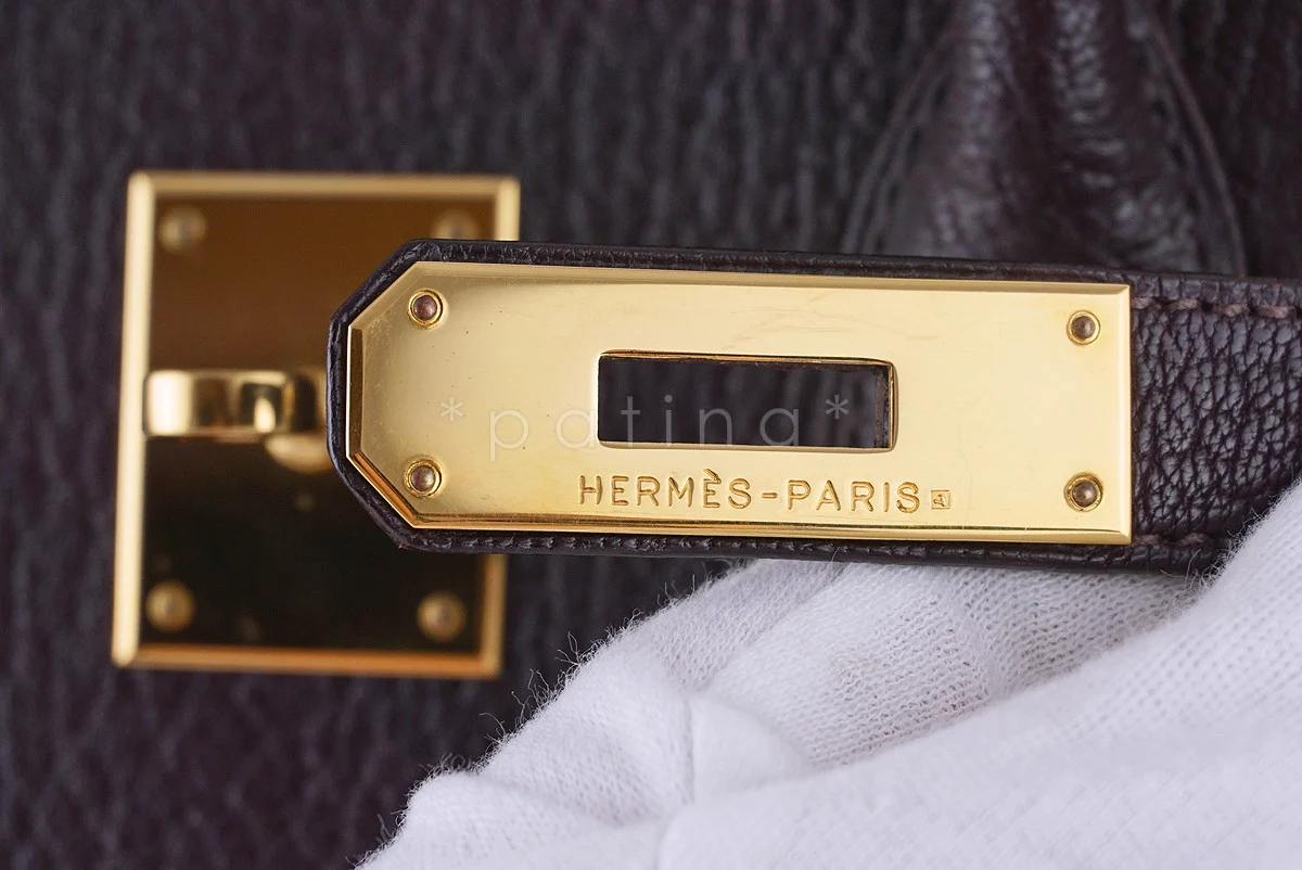Hermes Ebene Chevre 35cm Birkin dark brown Bag - Image 14