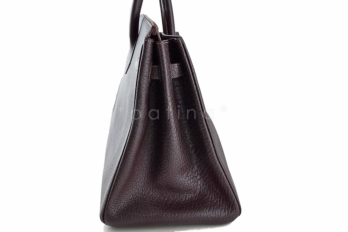 Hermes Ebene Chevre 35cm Birkin dark brown Bag - Image 17