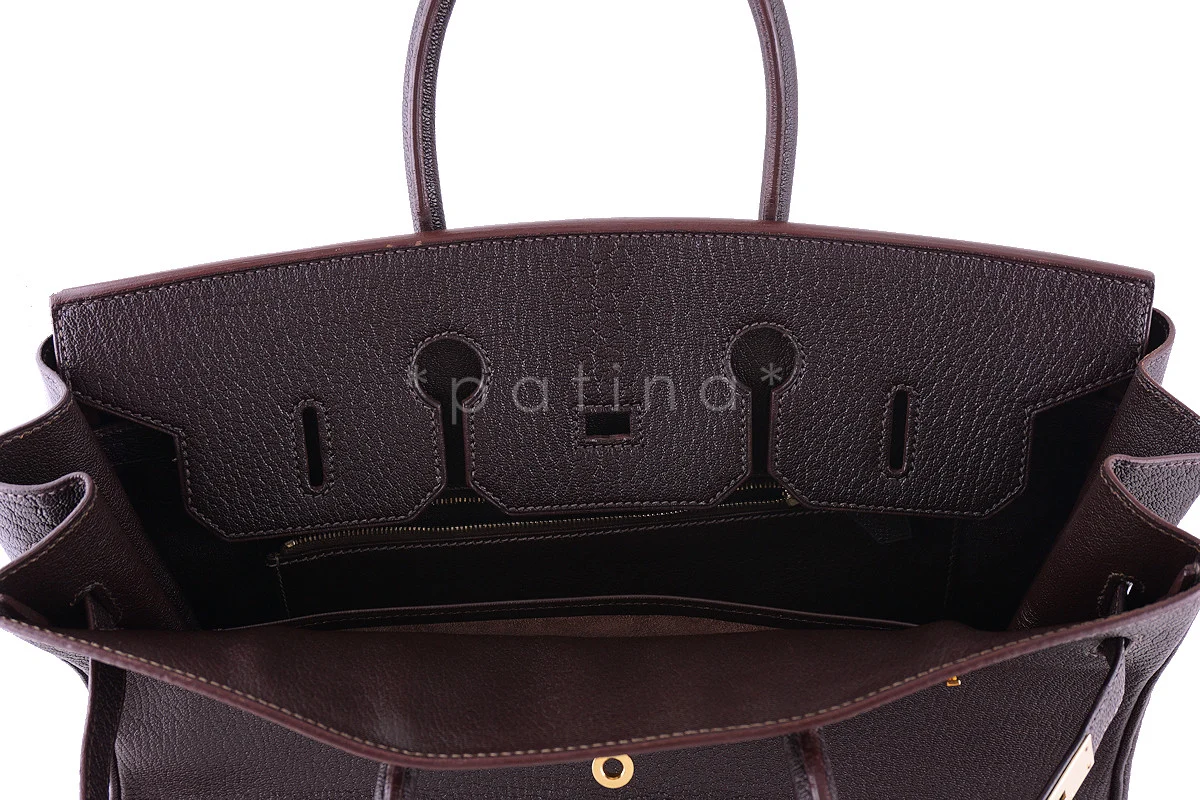 Hermes Ebene Chevre 35cm Birkin dark brown Bag - Image 18