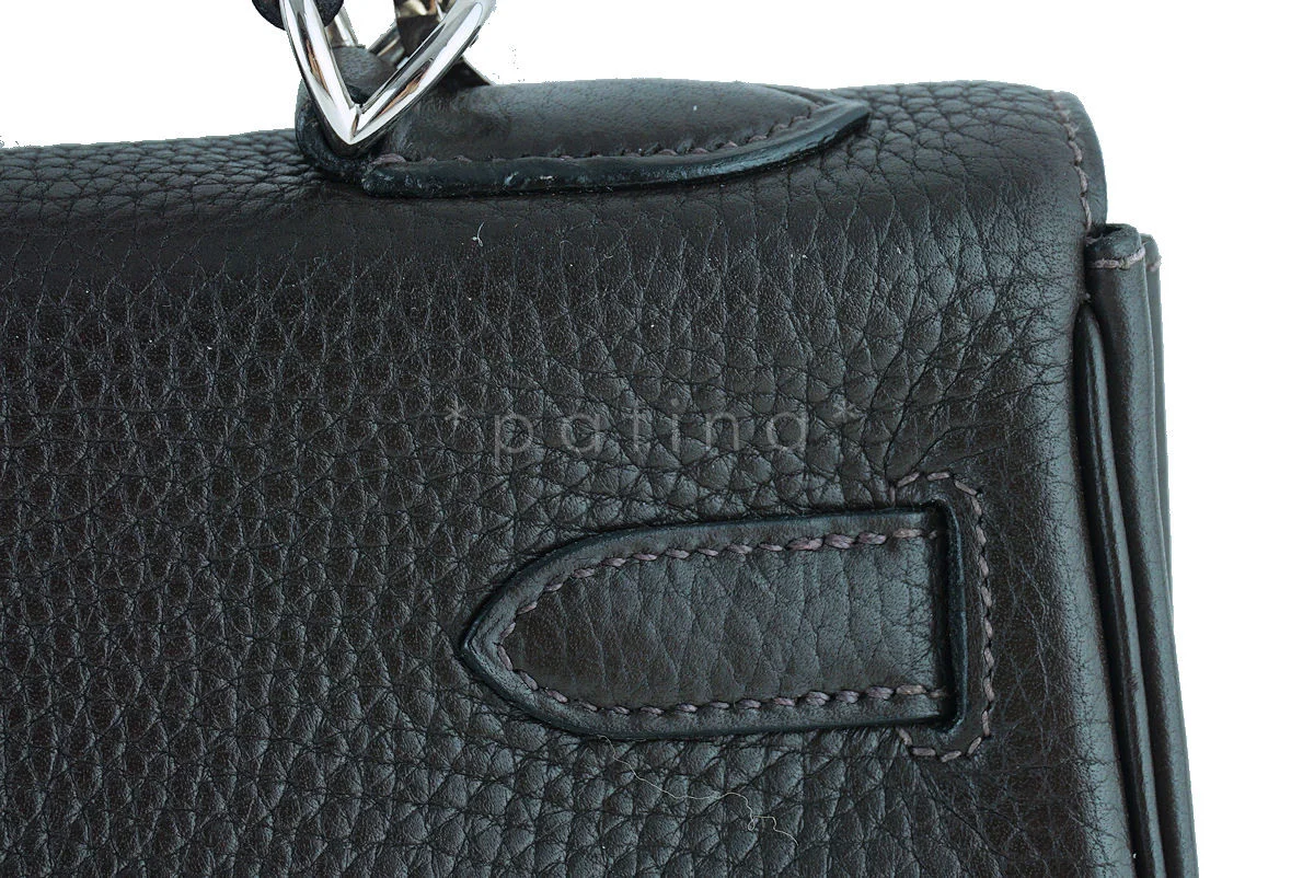 Hermes Kelly, 32cm Ebene (dark brown) Clemence Retourne PHW - Image 11