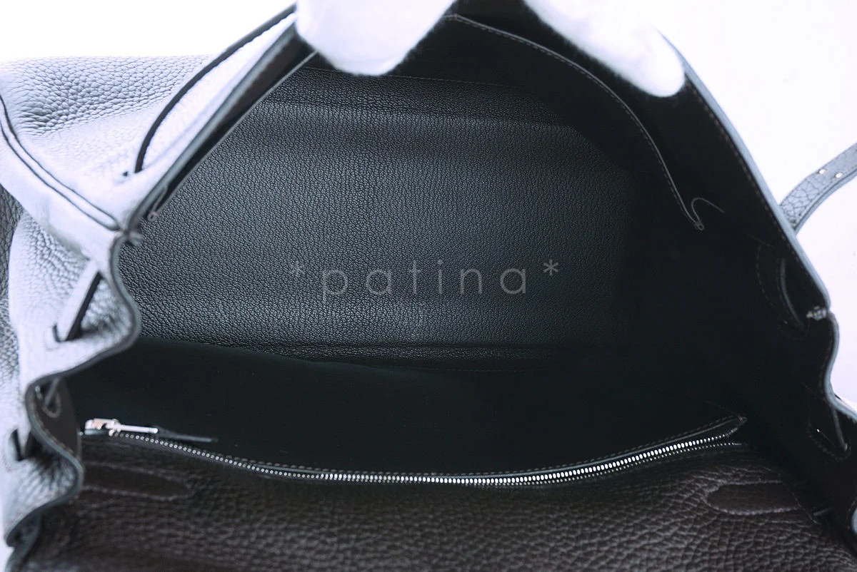 Hermes Kelly, 32cm Ebene (dark brown) Clemence Retourne PHW - Image 17