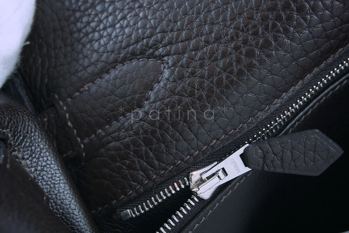 Hermes Kelly, 32cm Ebene (dark brown) Clemence Retourne PHW - Image 20