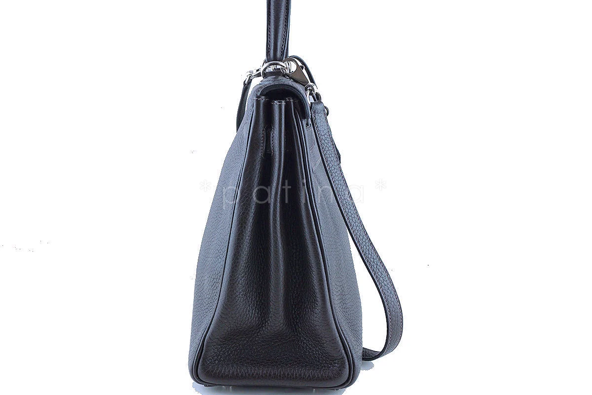 Hermes Kelly, 32cm Ebene (dark brown) Clemence Retourne PHW - Image 3
