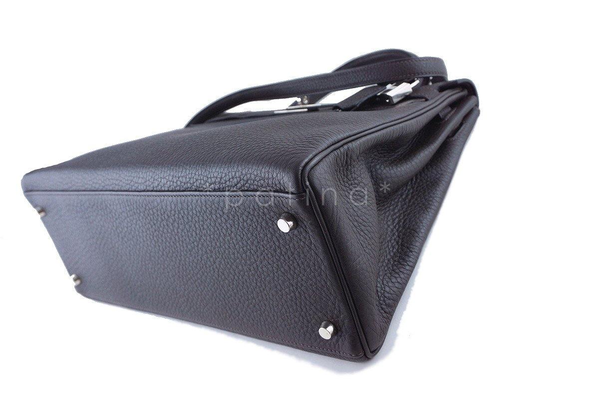 Hermes Fjord Ebene Dk Brown 35cm Kelly Retourne Bag - Image 7
