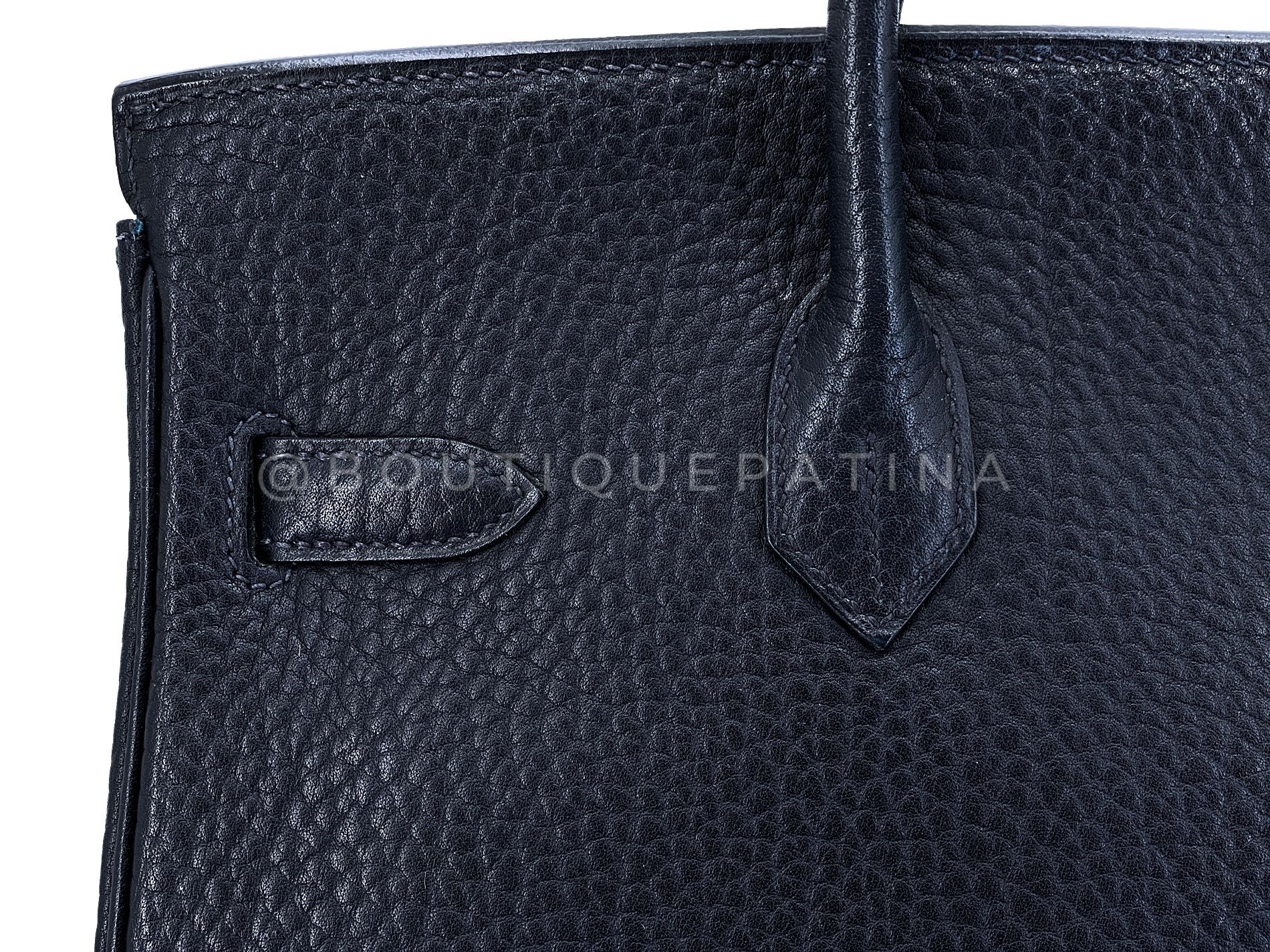 Hermès Fjord HAC Birkin 32 Blue-Black Nuit PHW Bag Q43 - Image 10