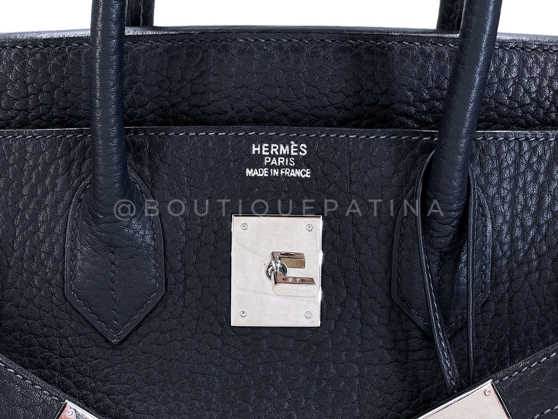 Hermès Fjord HAC Birkin 32 Blue-Black Nuit PHW Bag Q43 - Image 13
