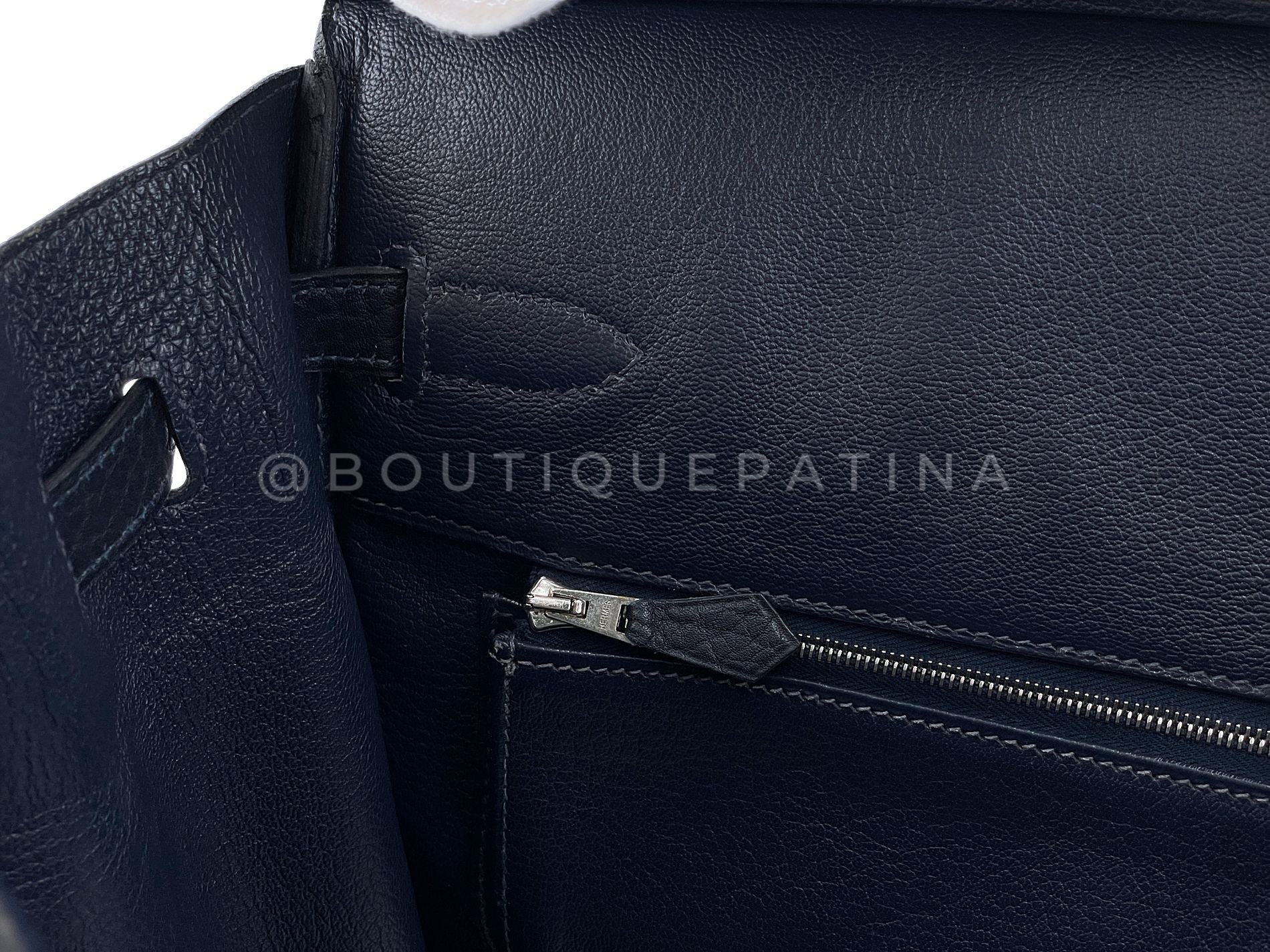 Hermès Fjord HAC Birkin 32 Blue-Black Nuit PHW Bag Q43 - Image 15