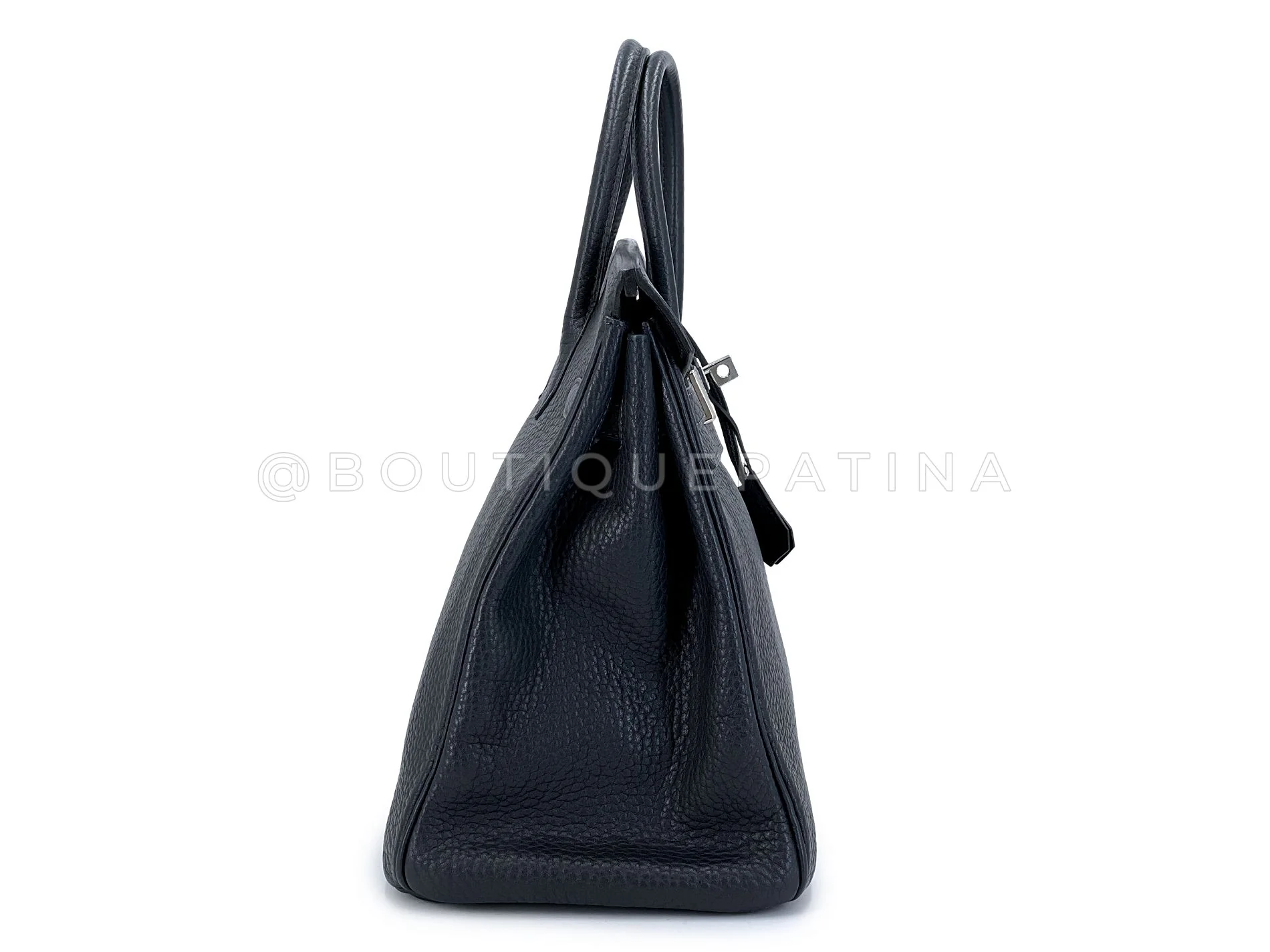 Hermès Fjord HAC Birkin 32 Blue-Black Nuit PHW Bag Q43 - Image 3